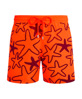 Men Ultra-light and packable Swim Shorts Flocked Starlettes Fluo fire 正面图