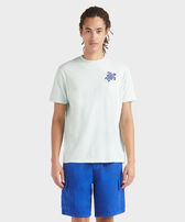 Men Organic Cotton T-shirt Embroidered Turtle Pacific front worn view