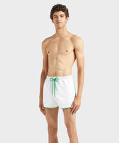 Men Organic Cotton Bermuda Shorts VBQ Line White front worn view