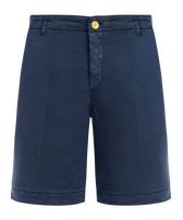 Men Tencel Bermuda Shorts Solid Navy front view