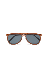Wood Aviator Sunglasses Solid - VBQ x Shelter Caramel front view
