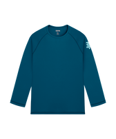 Men UV Protection Long Sleeves Rashguard Solid Peacock front view