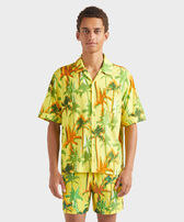 Men Cotton Shirt Palms Offset Sun front worn view